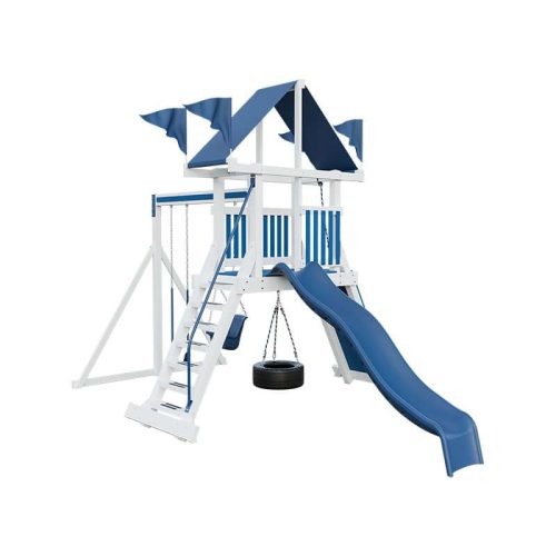 climber 35 vinyl swing set white blue front right