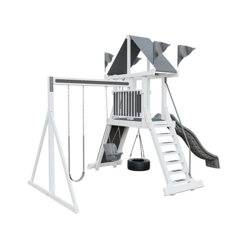 climber 35 vinyl swing set white gray front left