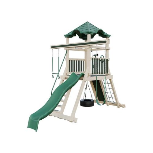 climber 55 vinyl swing set almond green front right