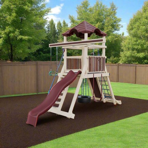 climber 55 vinyl swing set almond red front right 559d0c29 0ca1 420c a6ff cc5ba1167630