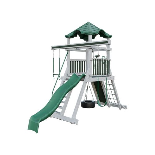 climber 55 vinyl swing set ash wood green front right