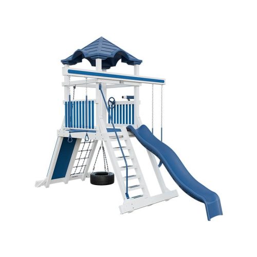 climber 55 vinyl swing set white blue front left