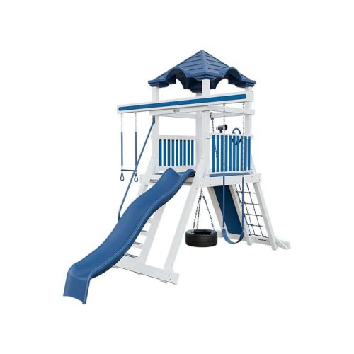 climber 55 vinyl swing set white blue front right