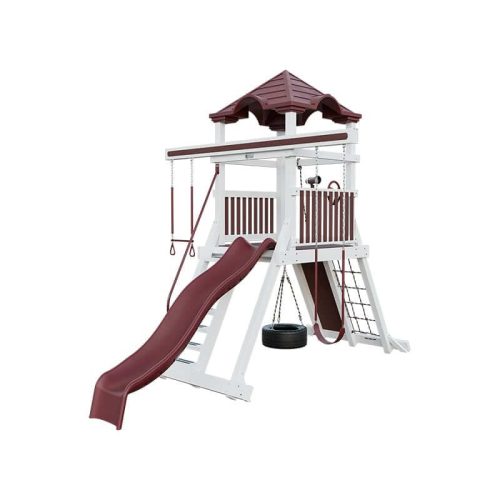 climber 55 vinyl swing set white red front right