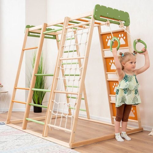 climbing playground girl playing green handles