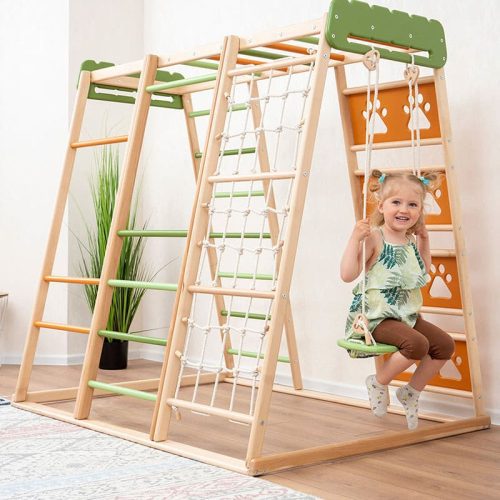 climbing playground girl seating on swing