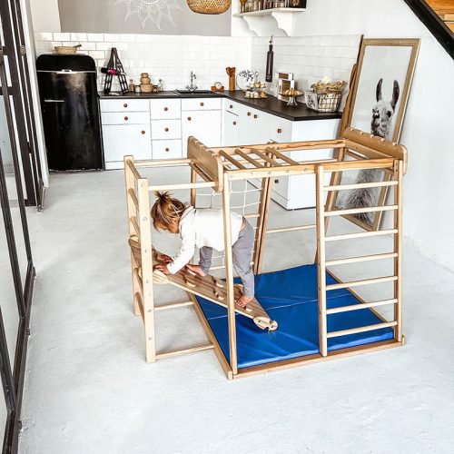 indoor jungle gym girl playing ramp kitchen