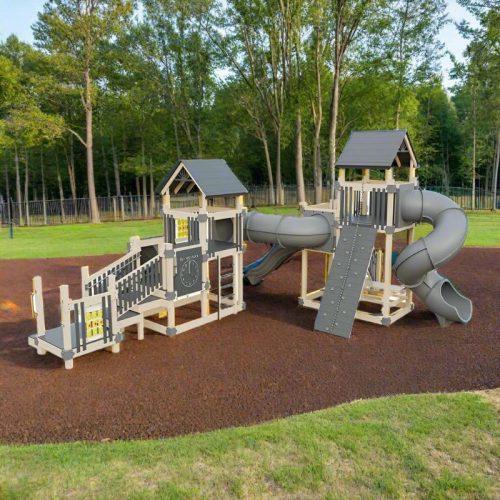 junior dreamweaver vinyl playground set almond gray back left