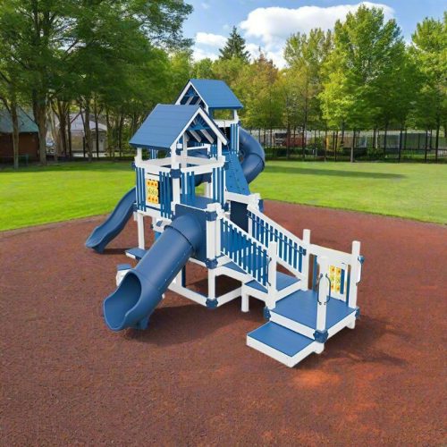 junior dreamweaver vinyl playground set white blue front right