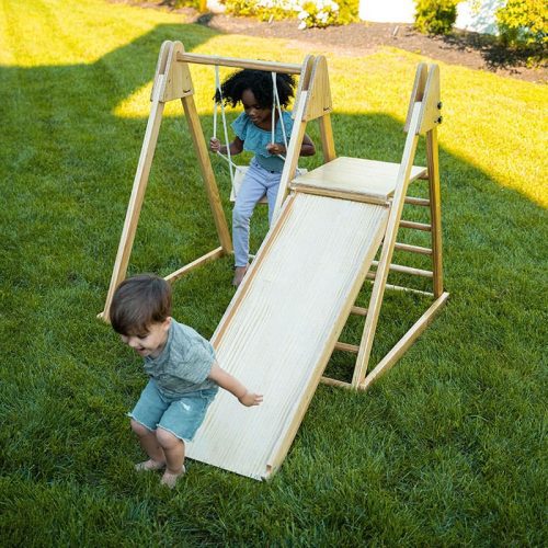 juniper real wood folding playset boy slide