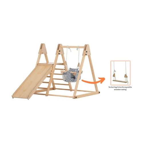 juniper real wood folding playset changable swing