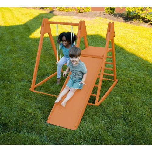 juniper real wood folding playset chesnut boy slide