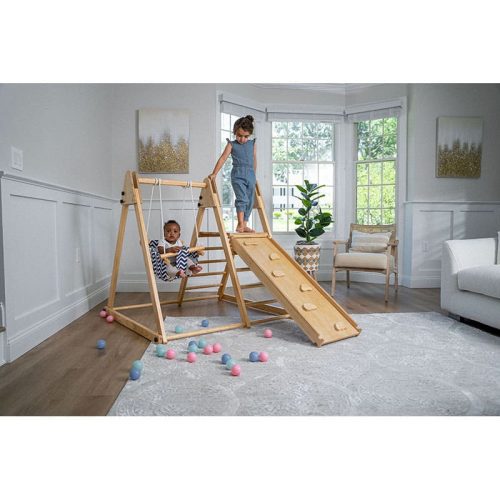 juniper real wood folding playset indoor girl playing slide