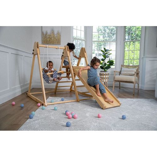 juniper real wood folding playset indoor kids playing slide