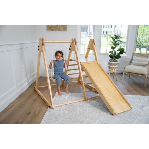 juniper real wood folding playset indoor swing