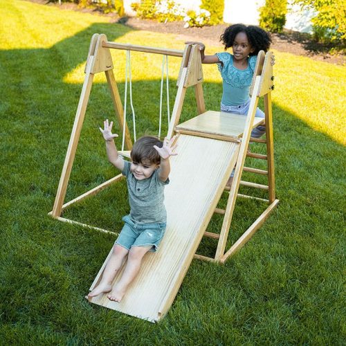 juniper real wood folding playset kids slide