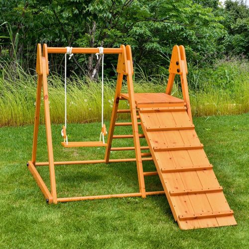 juniper real wood folding playset outdoor close up