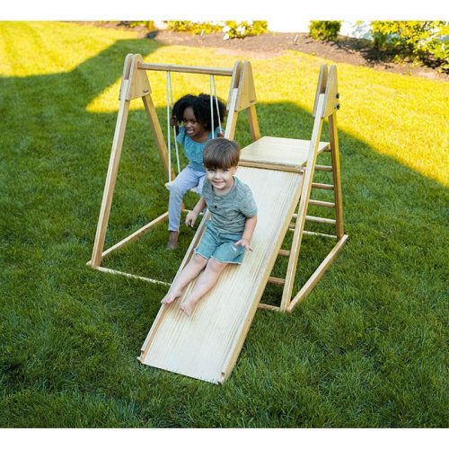 juniper real wood folding playset outdoor slide