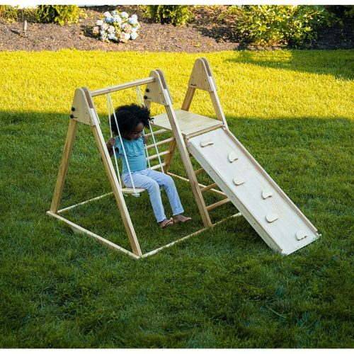 juniper real wood folding playset outside swing