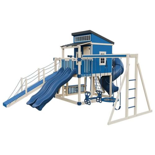 kingdom lodge deluxe vinyl playhouse almond blue front right