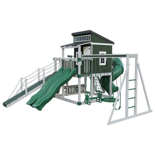 kingdom lodge deluxe vinyl playhouse ash wood green front right