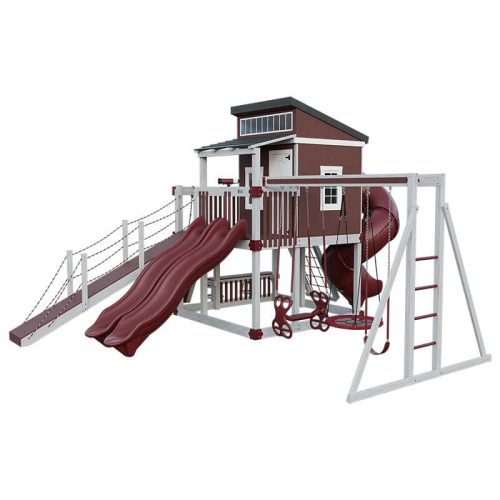 kingdom lodge deluxe vinyl playhouse ash wood red front right