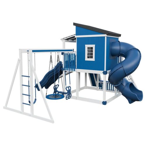 kingdom lodge deluxe vinyl playhouse white blue back left