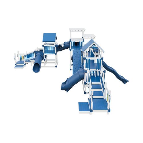 mighty escape commercial playground equipment white blue back left