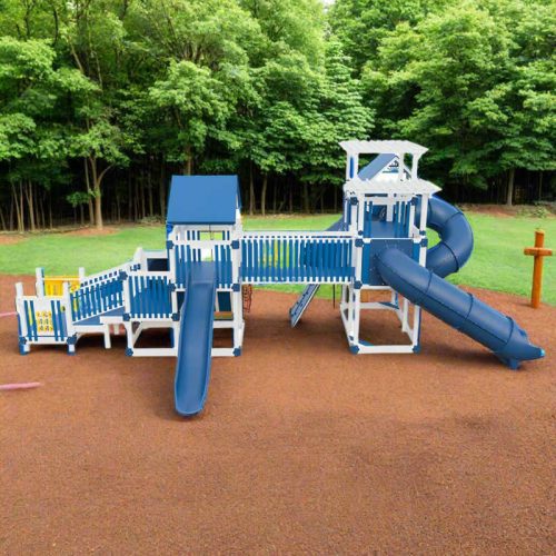 mighty escape commercial playground equipment white blue front 1 1