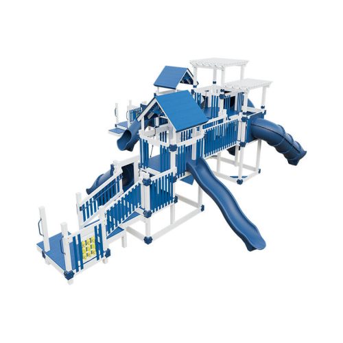 mighty escape commercial playground equipment white blue front left 2