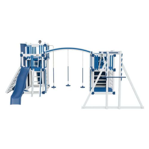 obstacle course vinyl outdoor playset white blue front