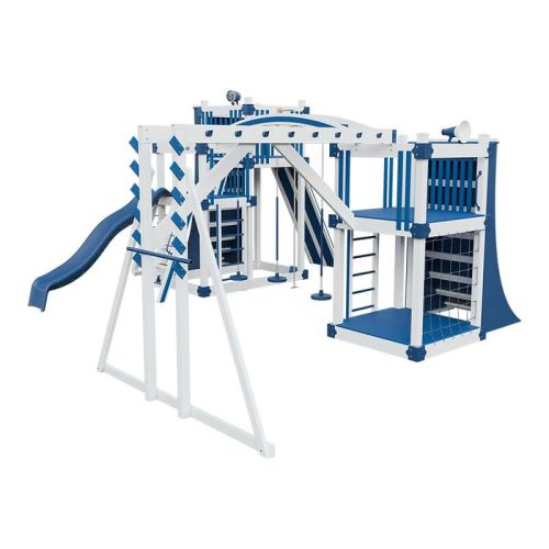 obstacle course vinyl outdoor playset white blue front right