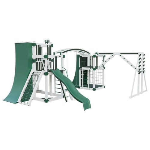 obstacle course vinyl outdoor playset white green front left