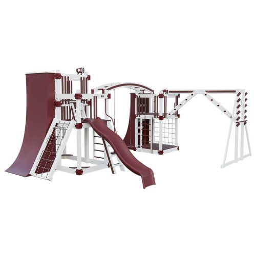 obstacle course vinyl outdoor playset white red front left