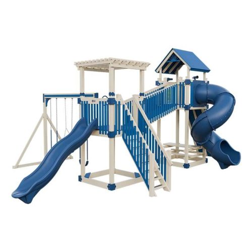 traverse amish made vinyl playset almond blue front right