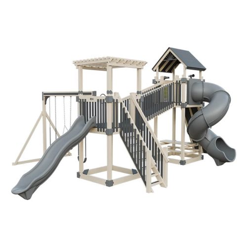 traverse amish made vinyl playset almond gray front right