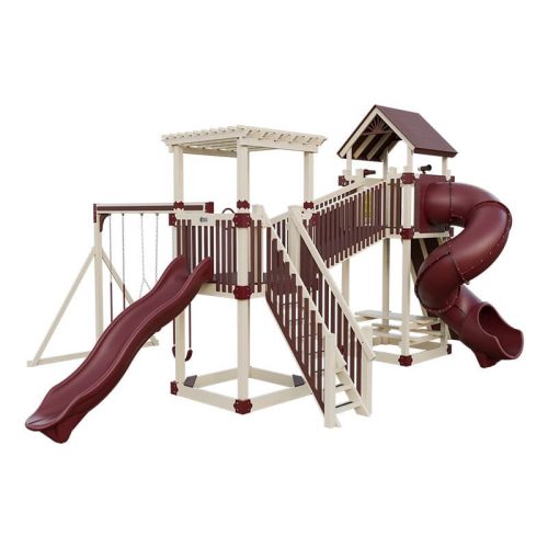 traverse amish made vinyl playset almond red front right