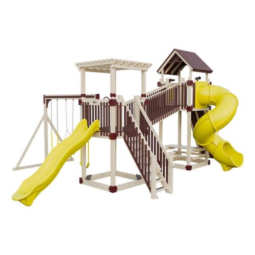 traverse amish made vinyl playset almond red yellow front right