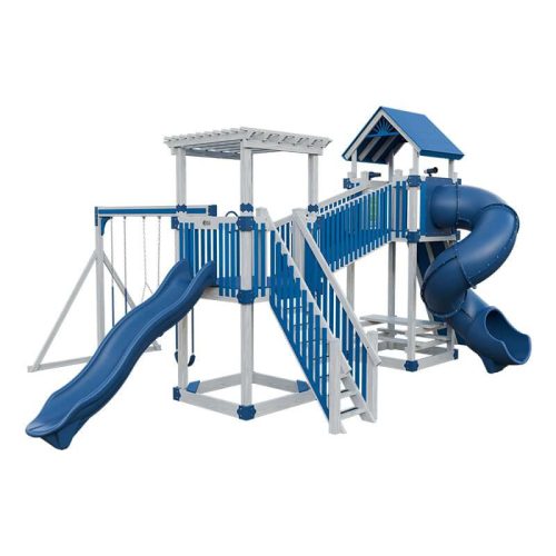 traverse amish made vinyl playset ash wood blue front right