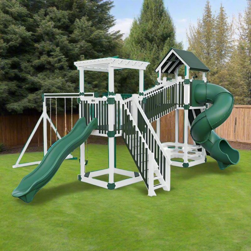 traverse amish made vinyl playset white green front right